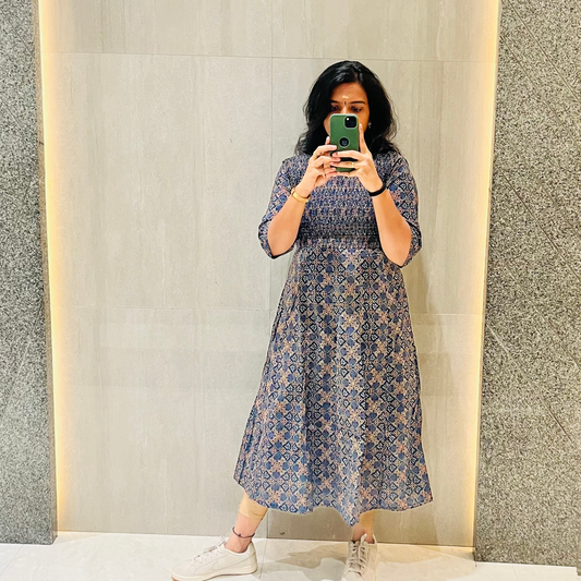 Indigo Charm Fit & Flare Dress