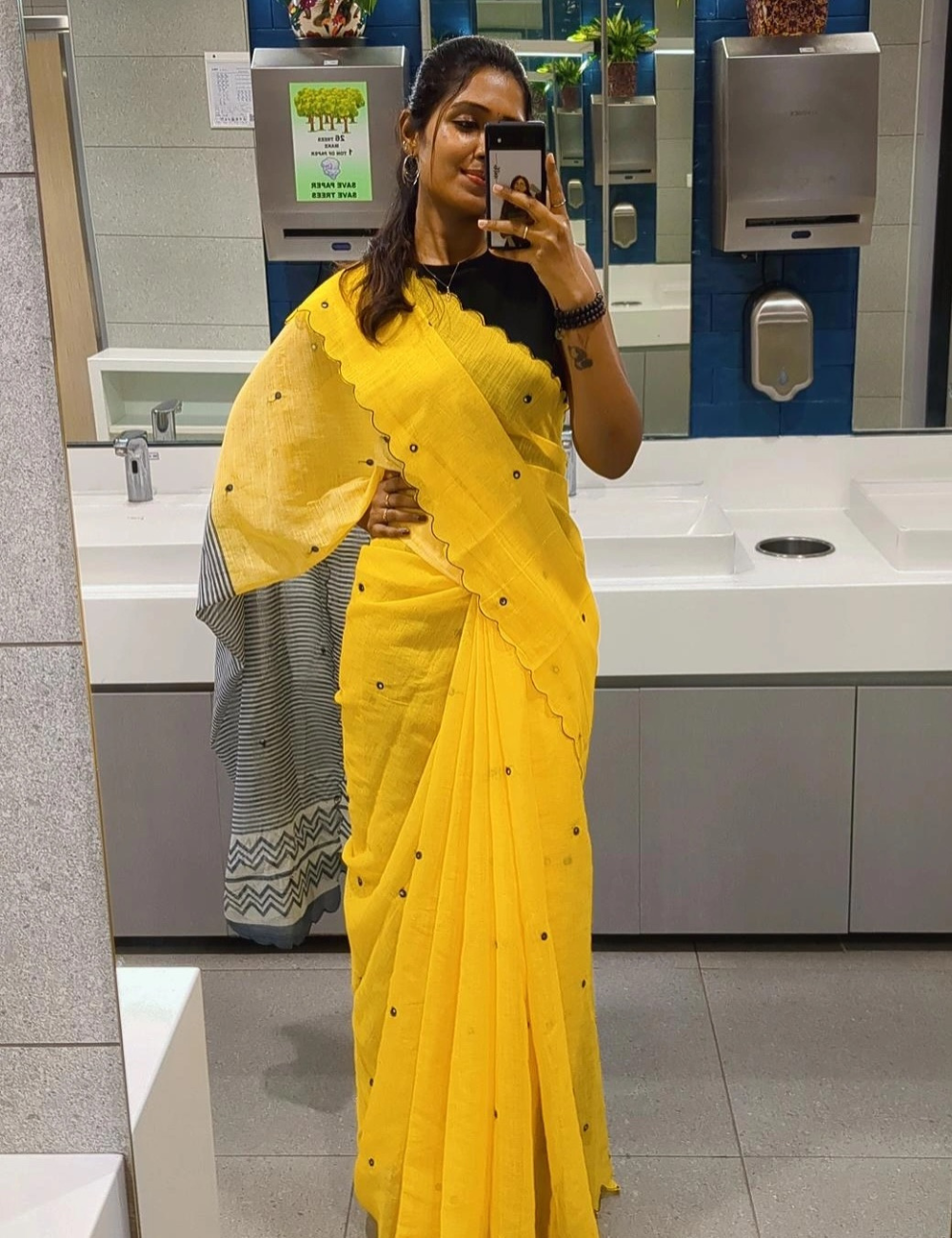 Chanderi Linen Summer Saree – Yellow