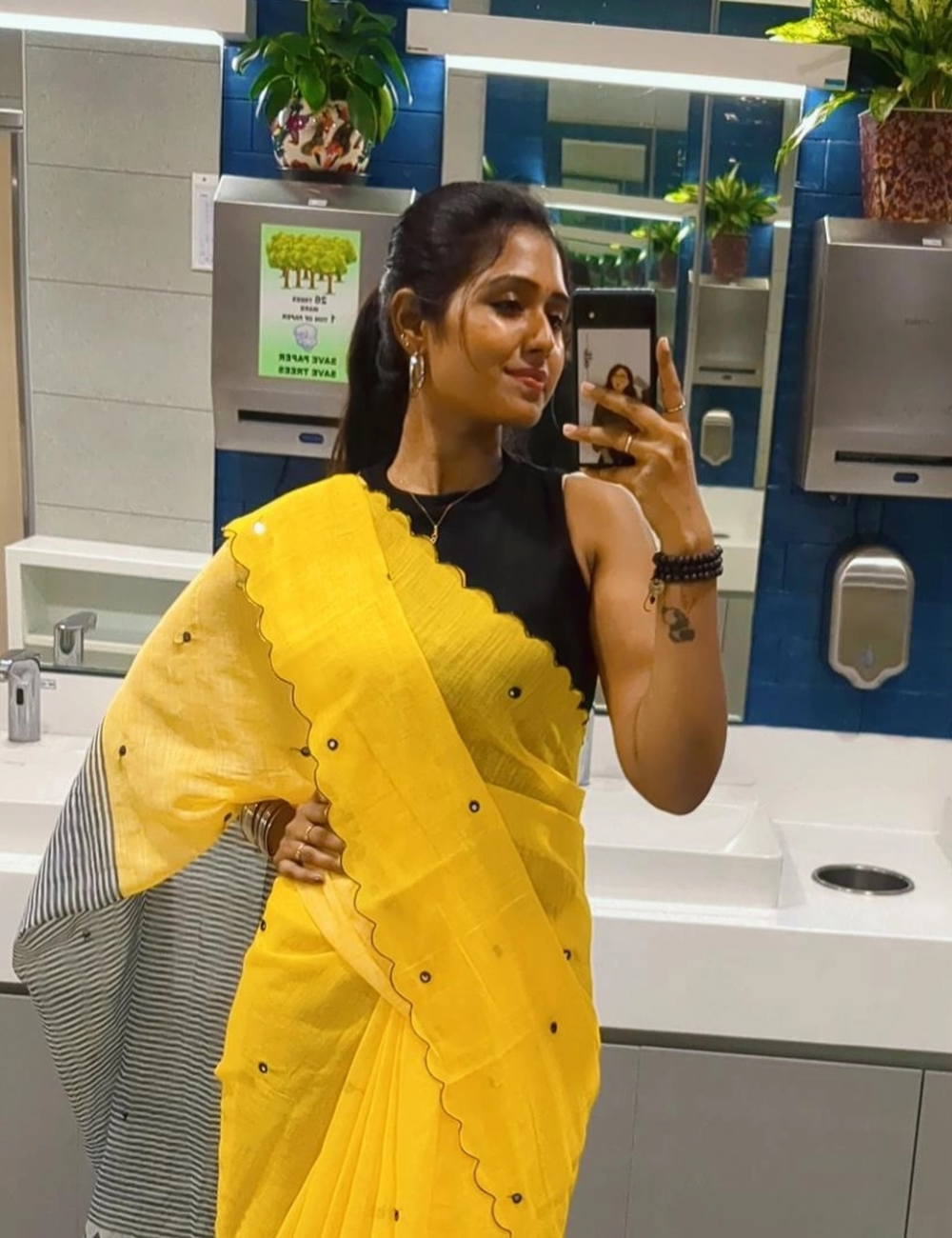 Chanderi Linen Summer Saree – Yellow