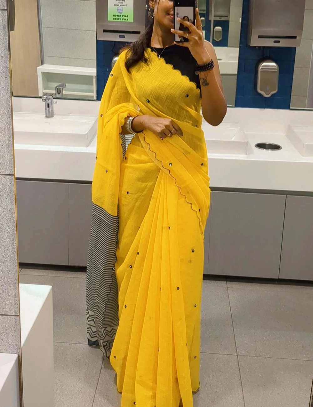 Chanderi Linen Summer Saree – Yellow