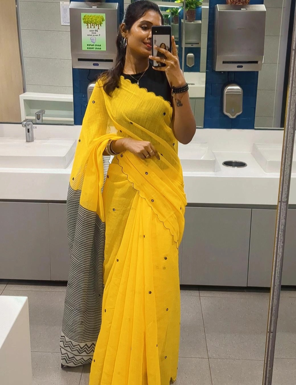 Chanderi Linen Summer Saree – Yellow