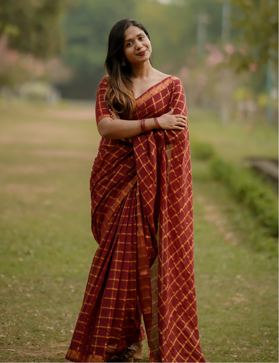 Maroon Pure Sungadi Cotton Handloom Saree