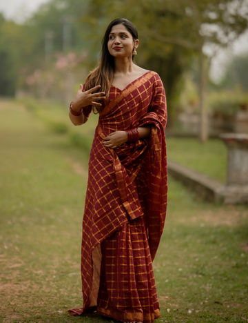 Maroon Pure Sungadi Cotton Handloom Saree