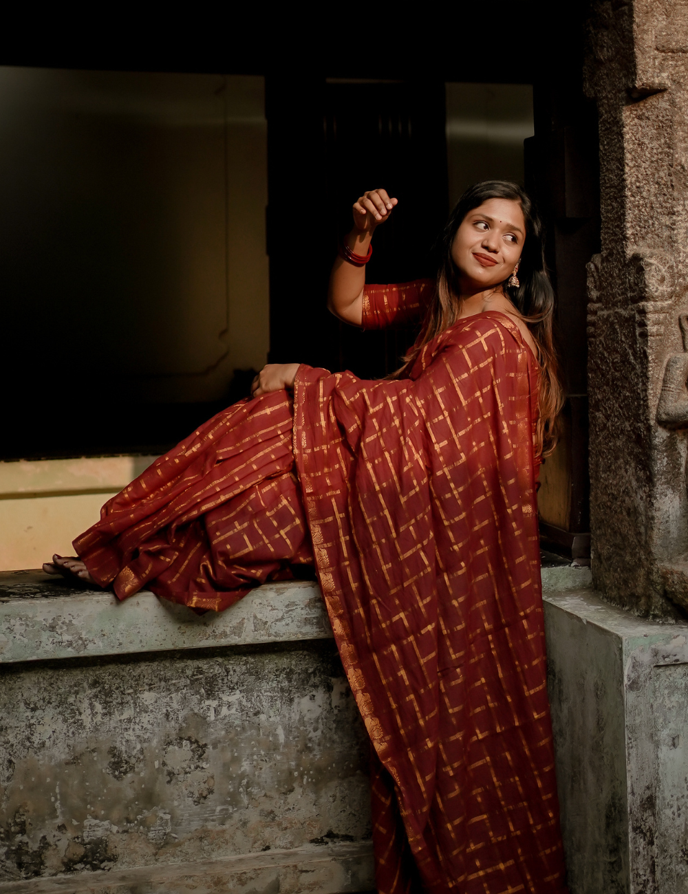 Maroon Pure Sungadi Cotton Handloom Saree