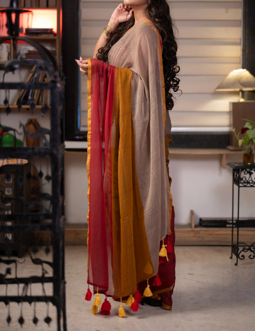 Multicoloured MulMul Saree