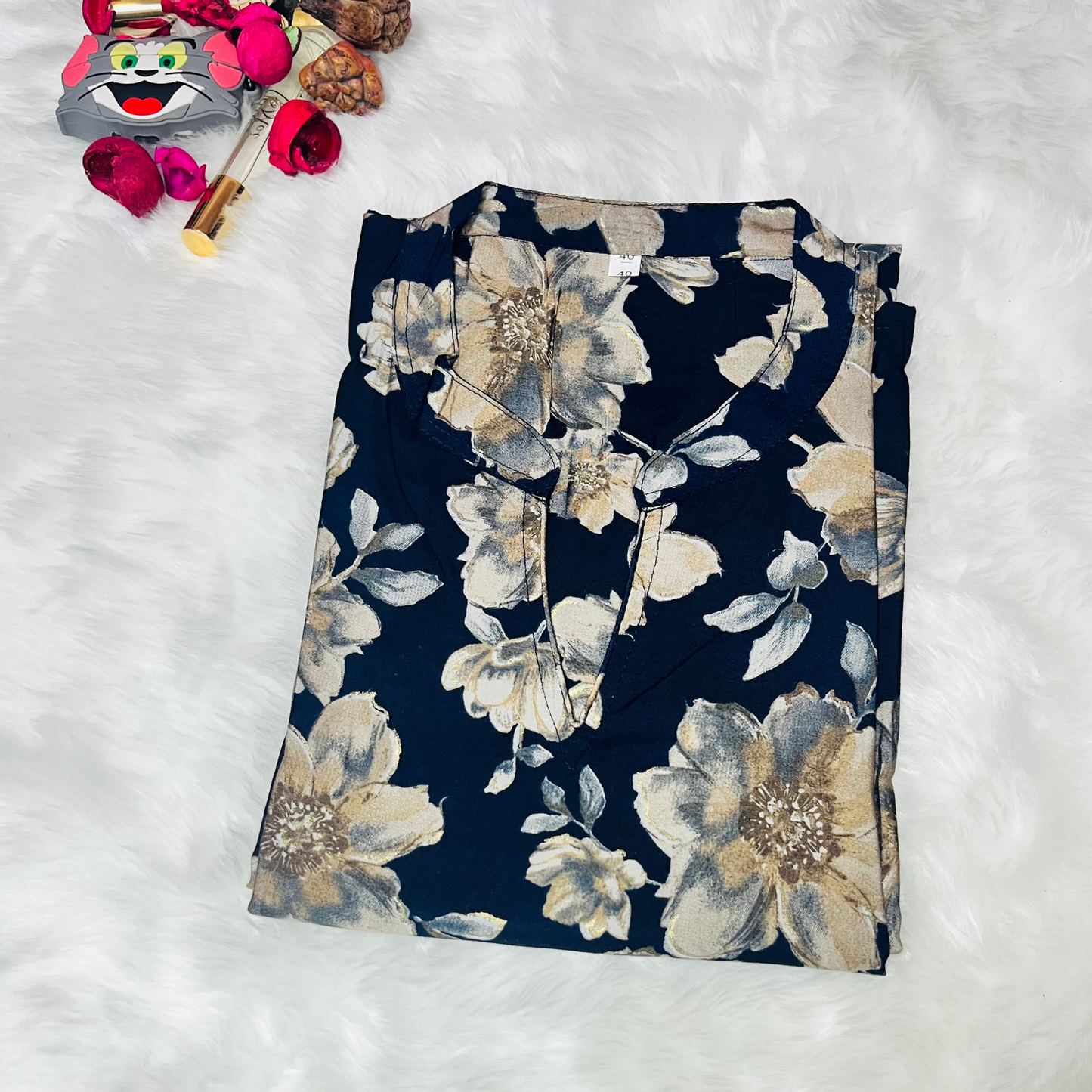 Midnight Bloom Floral Kurti top