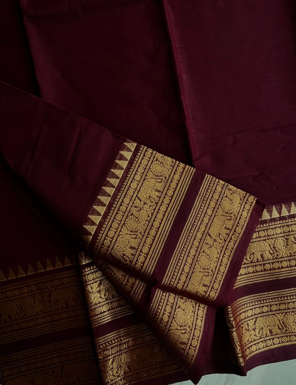 Chocolate Brown Kanchi Cotton Saree