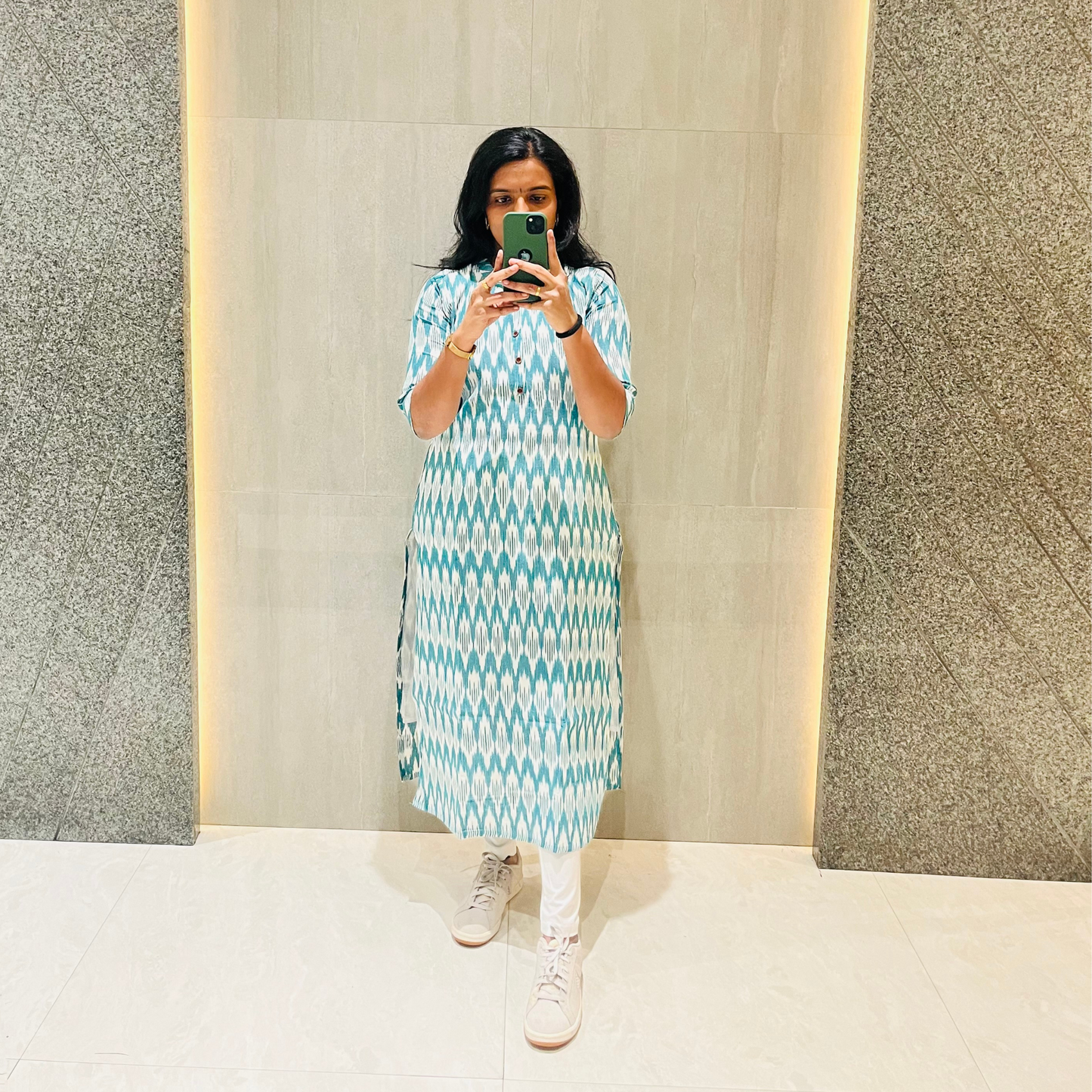 Ikkat Charm Cotton Kurti Top