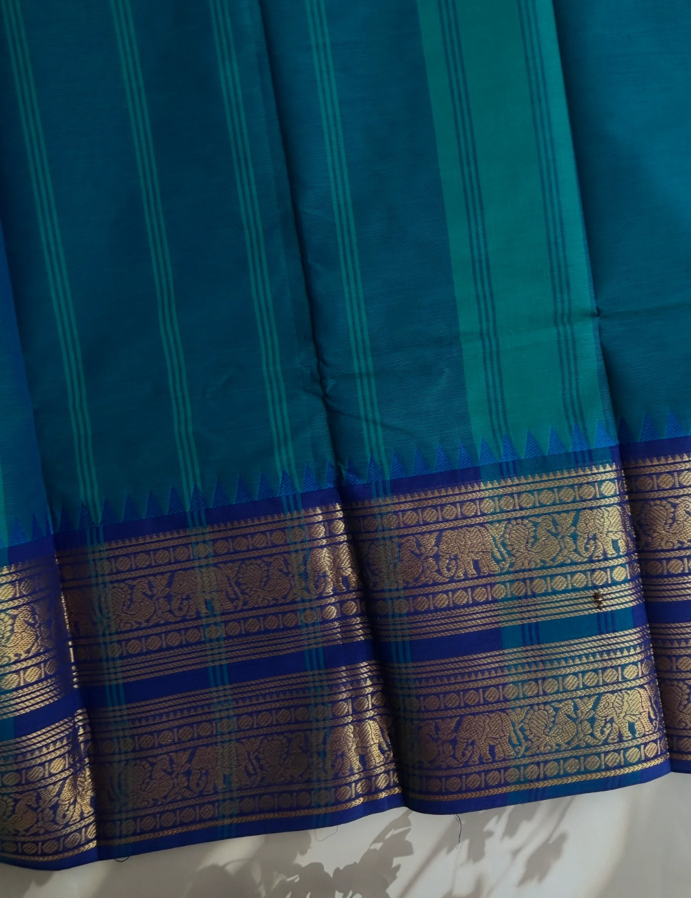 Peacock Blue - Vintage Chettinad Cotton Saree