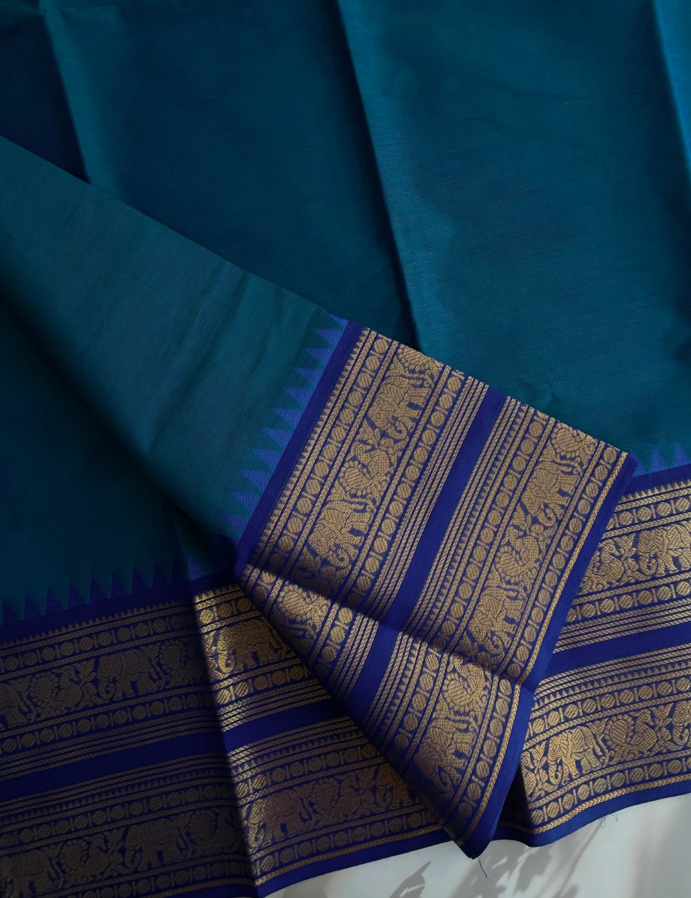 Peacock Blue - Vintage Chettinad Cotton Saree