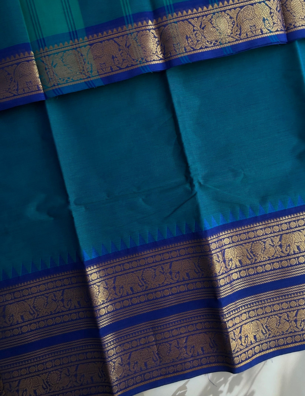 Peacock Blue - Vintage Chettinad Cotton Saree