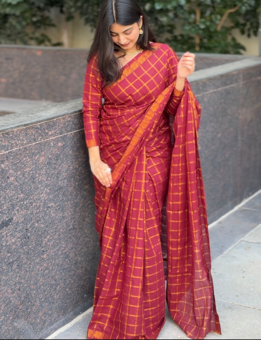 Maroon - Madurai Sungadi Cotton Saree
