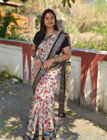 Kalamkari Semi Tussar saree