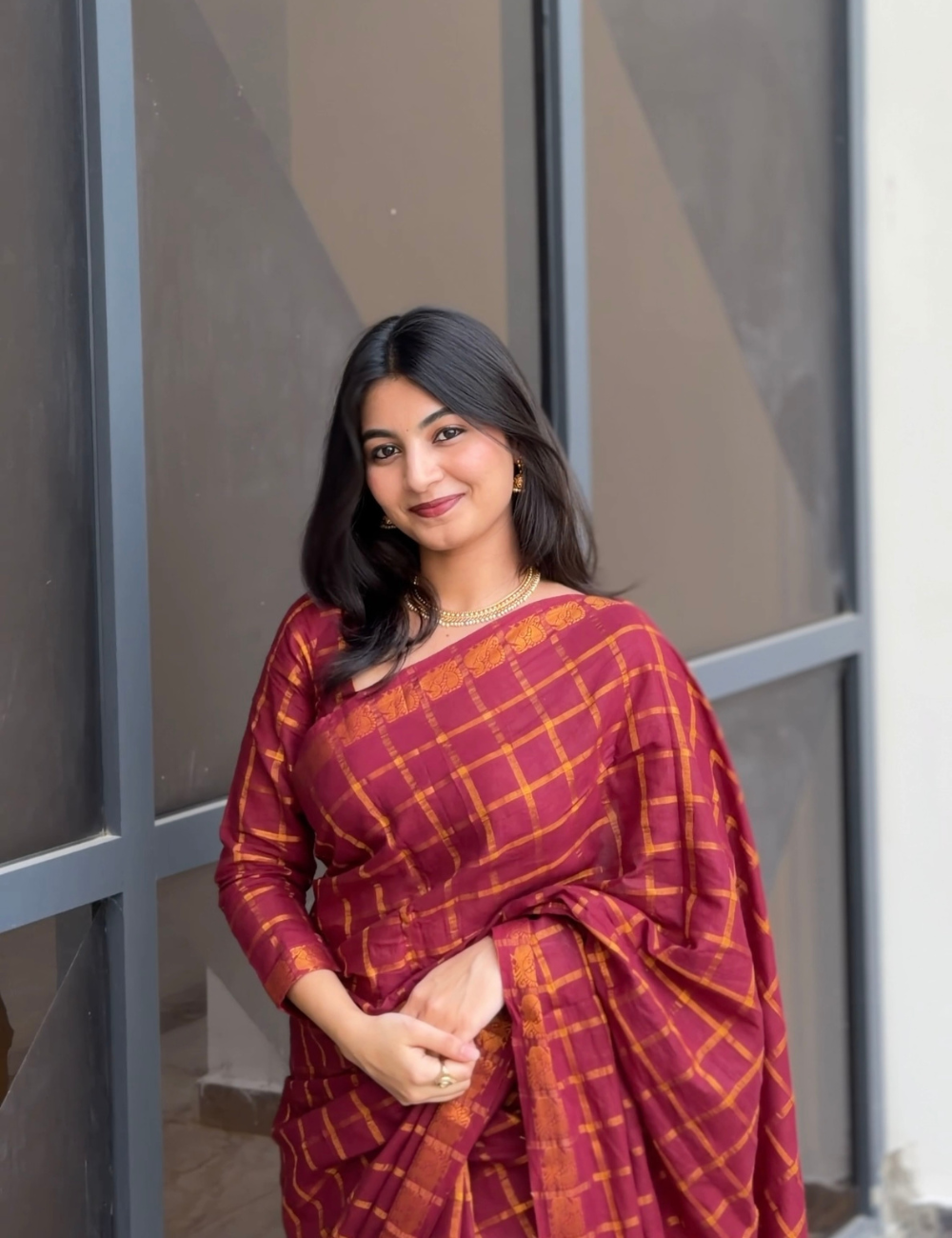 Maroon - Madurai Sungadi Cotton Saree