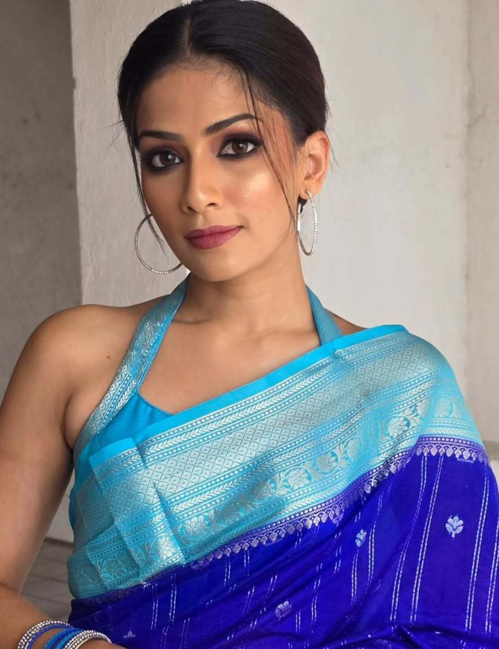 Pepsi Blue Semi Silk Saree