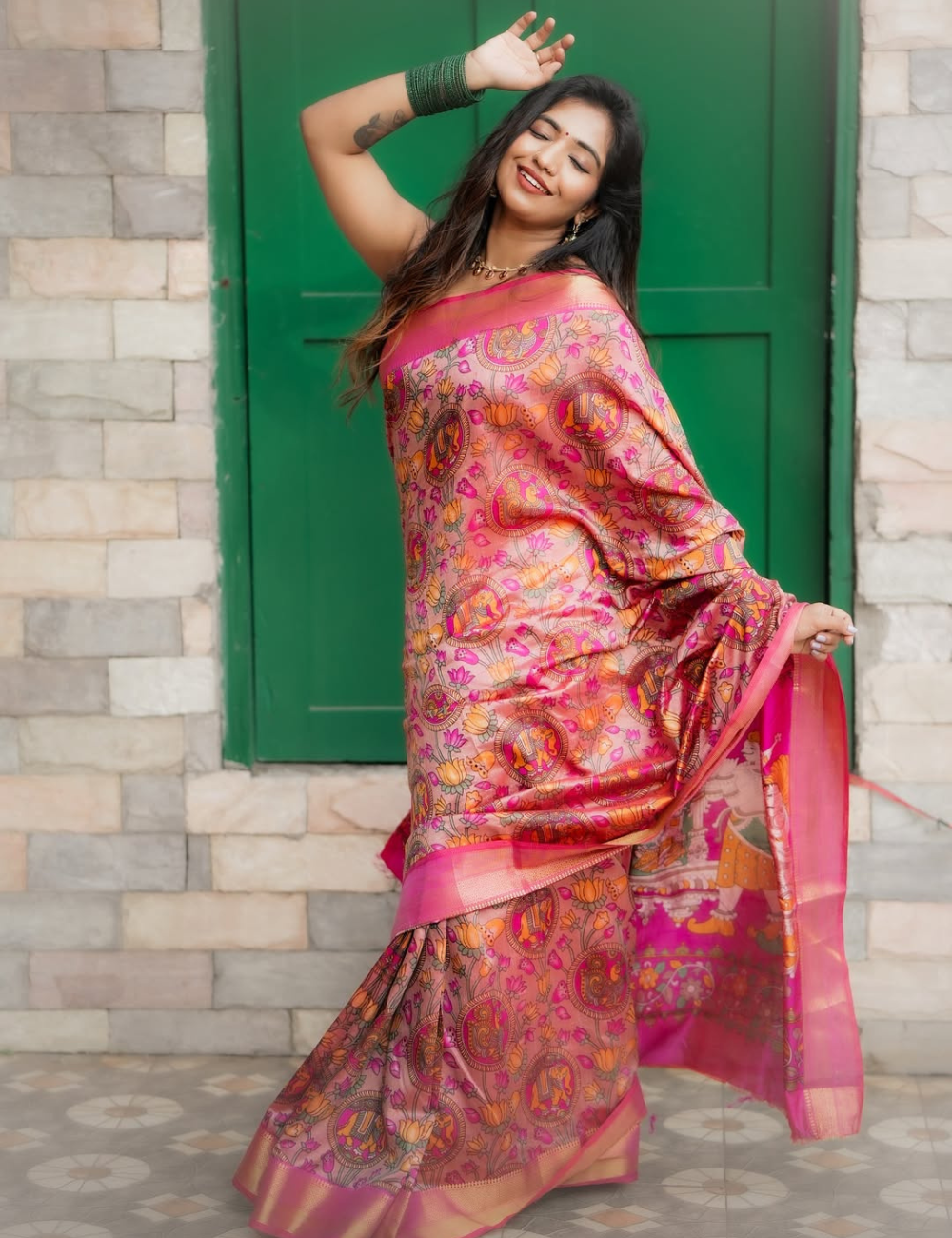 Pink Semi Silk Patola Saree