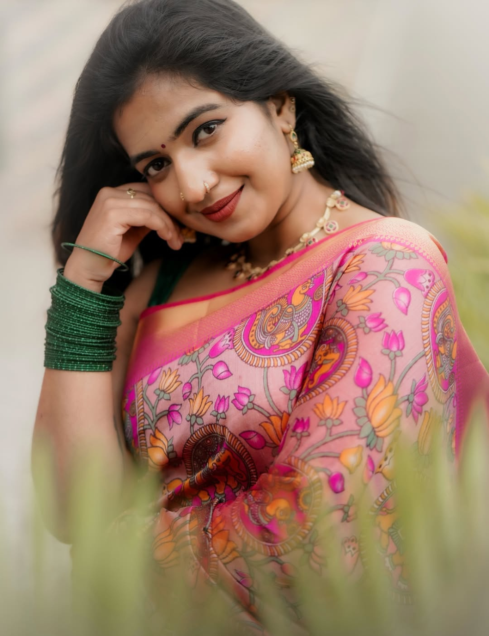 Pink Semi Silk Patola Saree