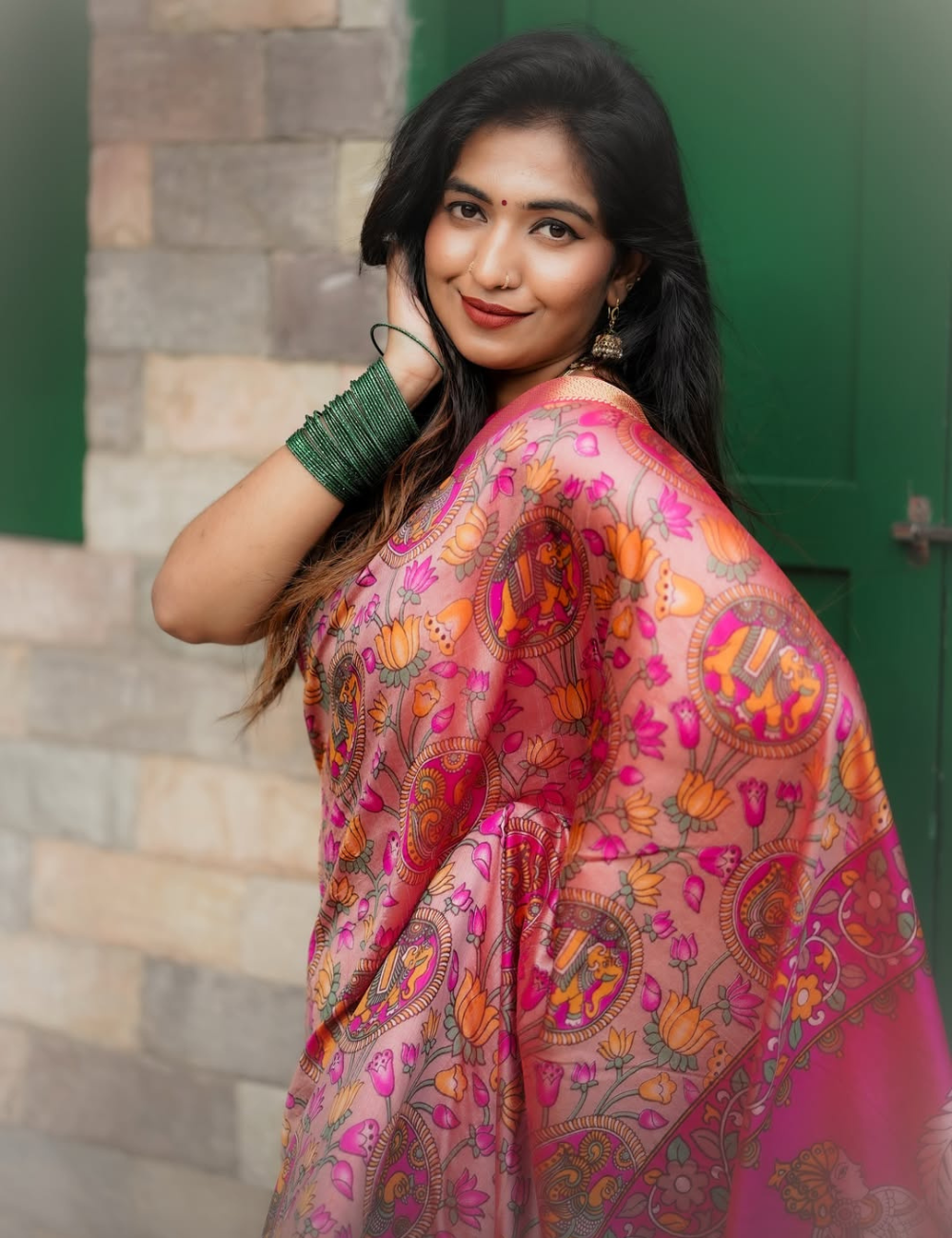 Pink Semi Silk Patola Saree