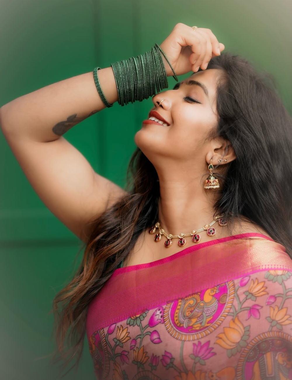 Pink Semi Silk Patola Saree