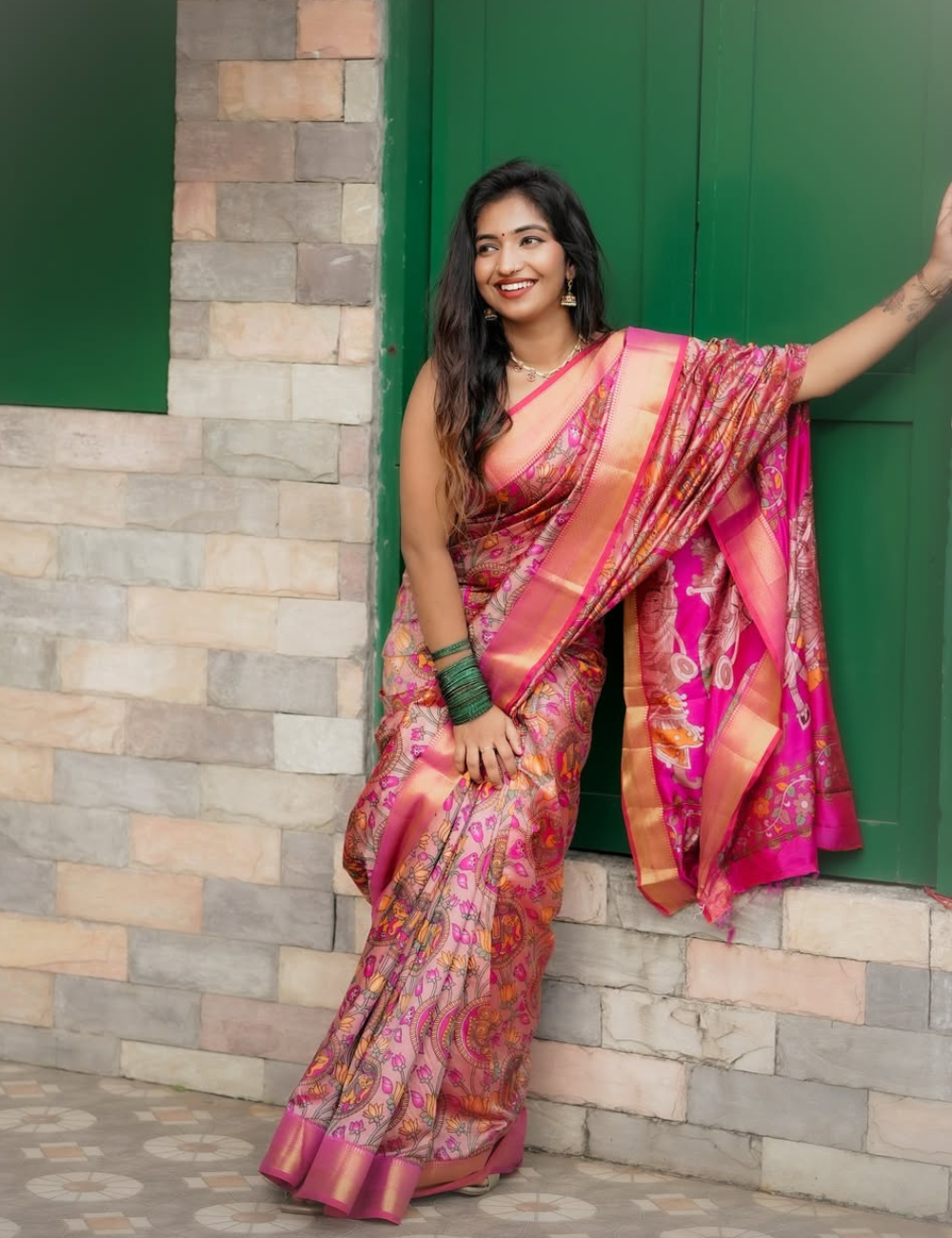 Pink Semi Silk Patola Saree