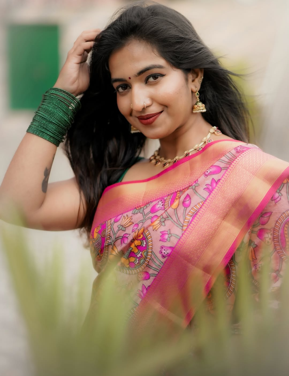 Pink Semi Silk Patola Saree