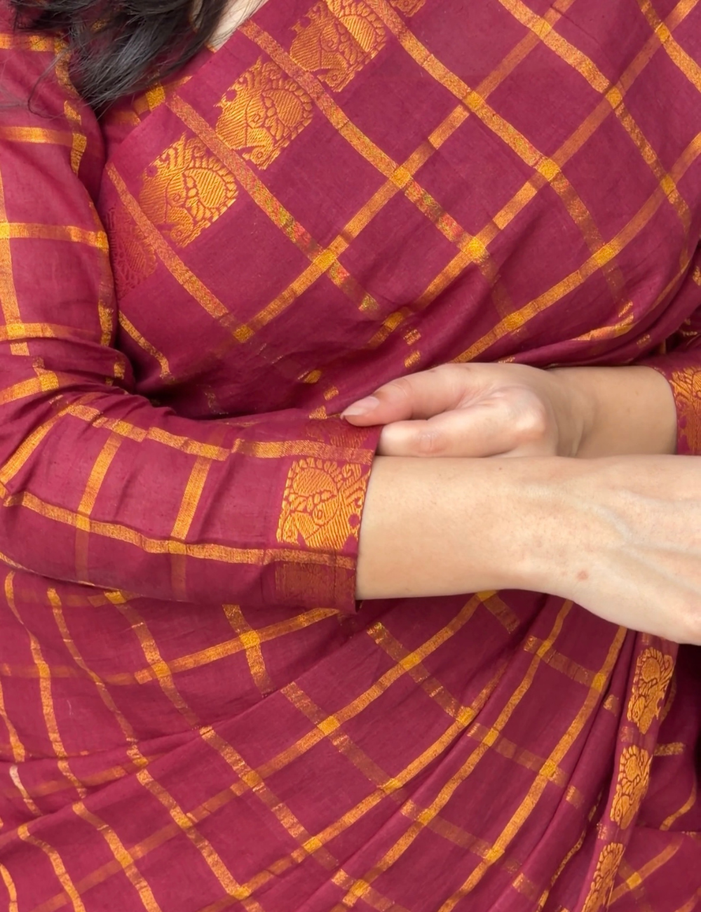 Maroon - Madurai Sungadi Cotton Saree