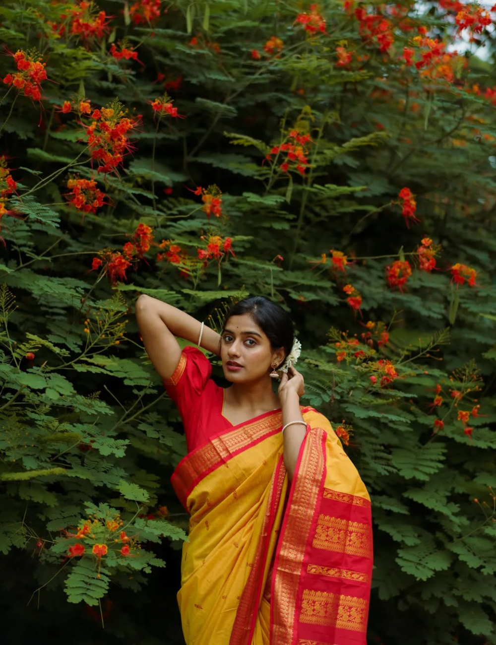 Yellow Butta Kalyani Silk Cotton Saree