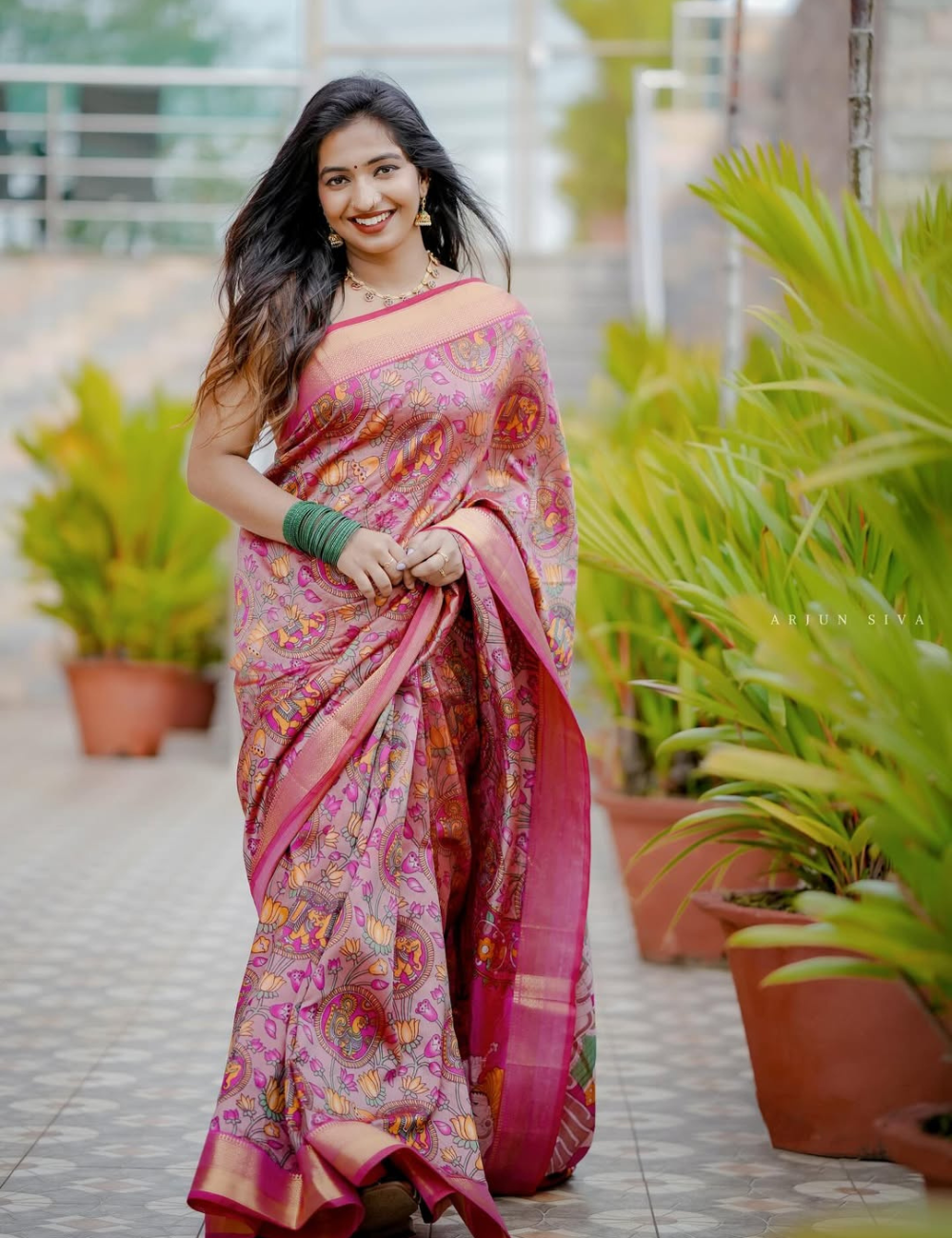 Pink Semi Silk Patola Saree