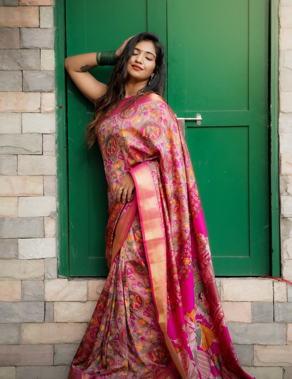 Pink Patola Semi Silk Saree