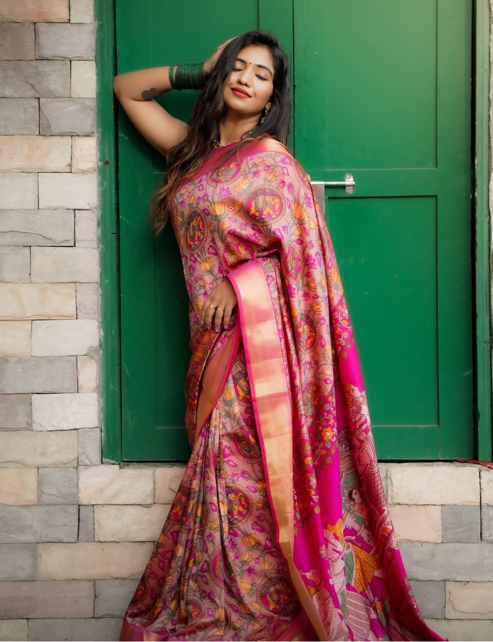 Pink Semi Silk Patola Saree