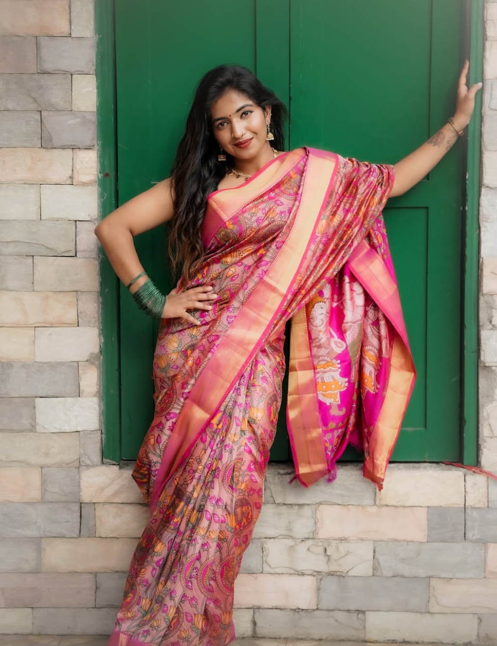 Pink Semi Silk Patola Saree