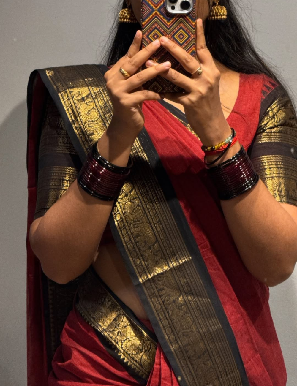 Maroon with Black - Vintage Chettinad Cotton saree