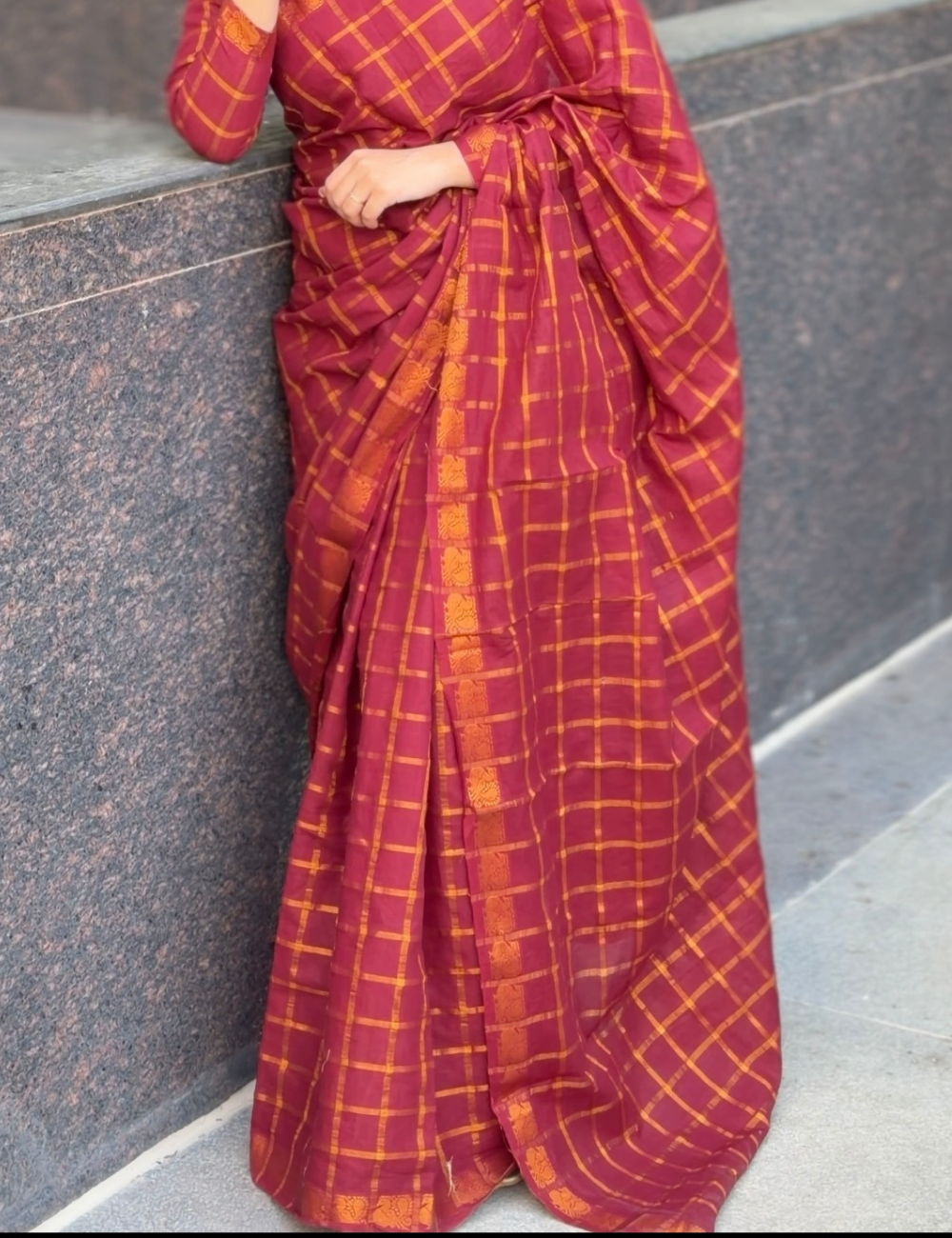 Maroon - Madurai Sungadi Cotton Saree