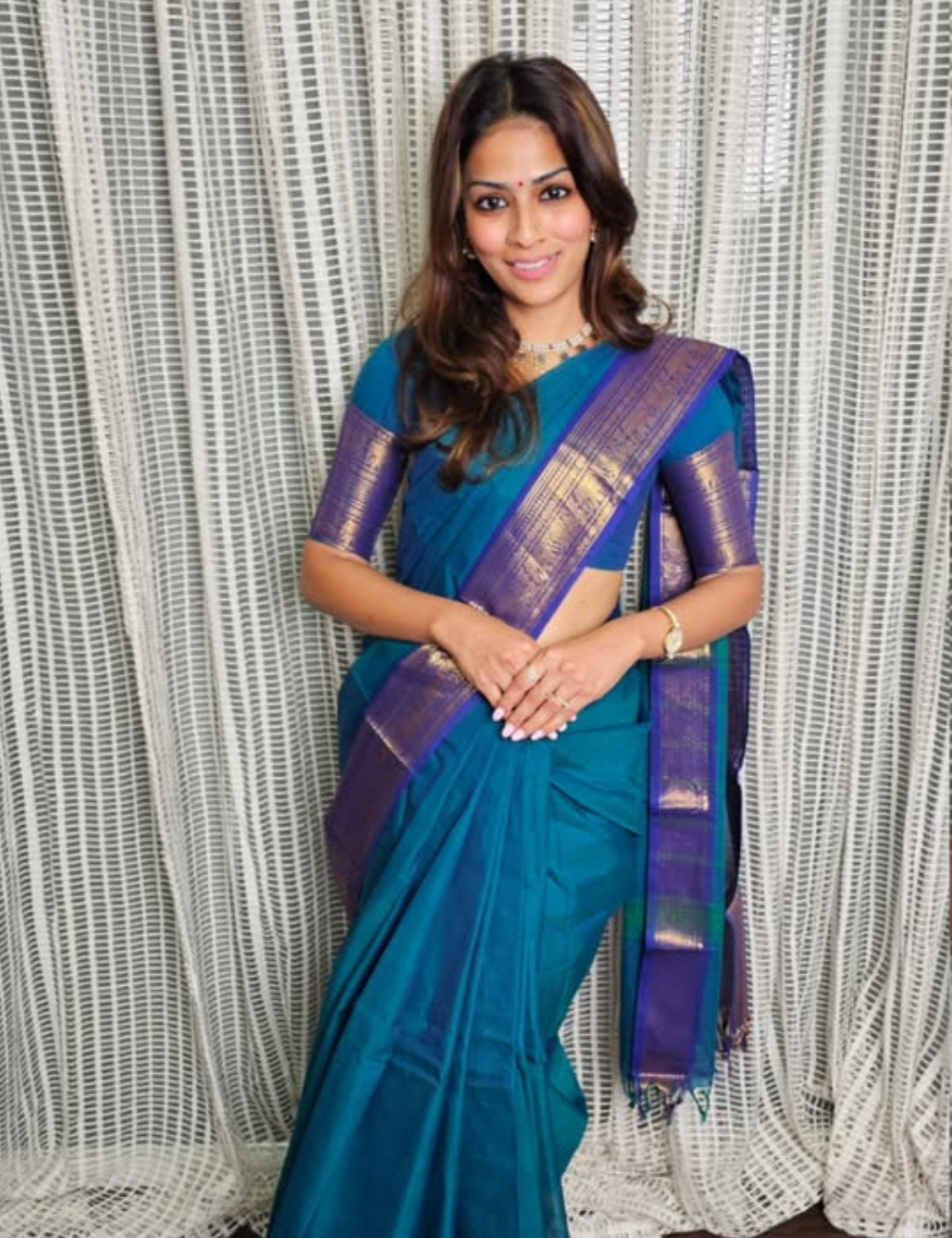 Peacock Blue - Vintage Chettinad Cotton Saree