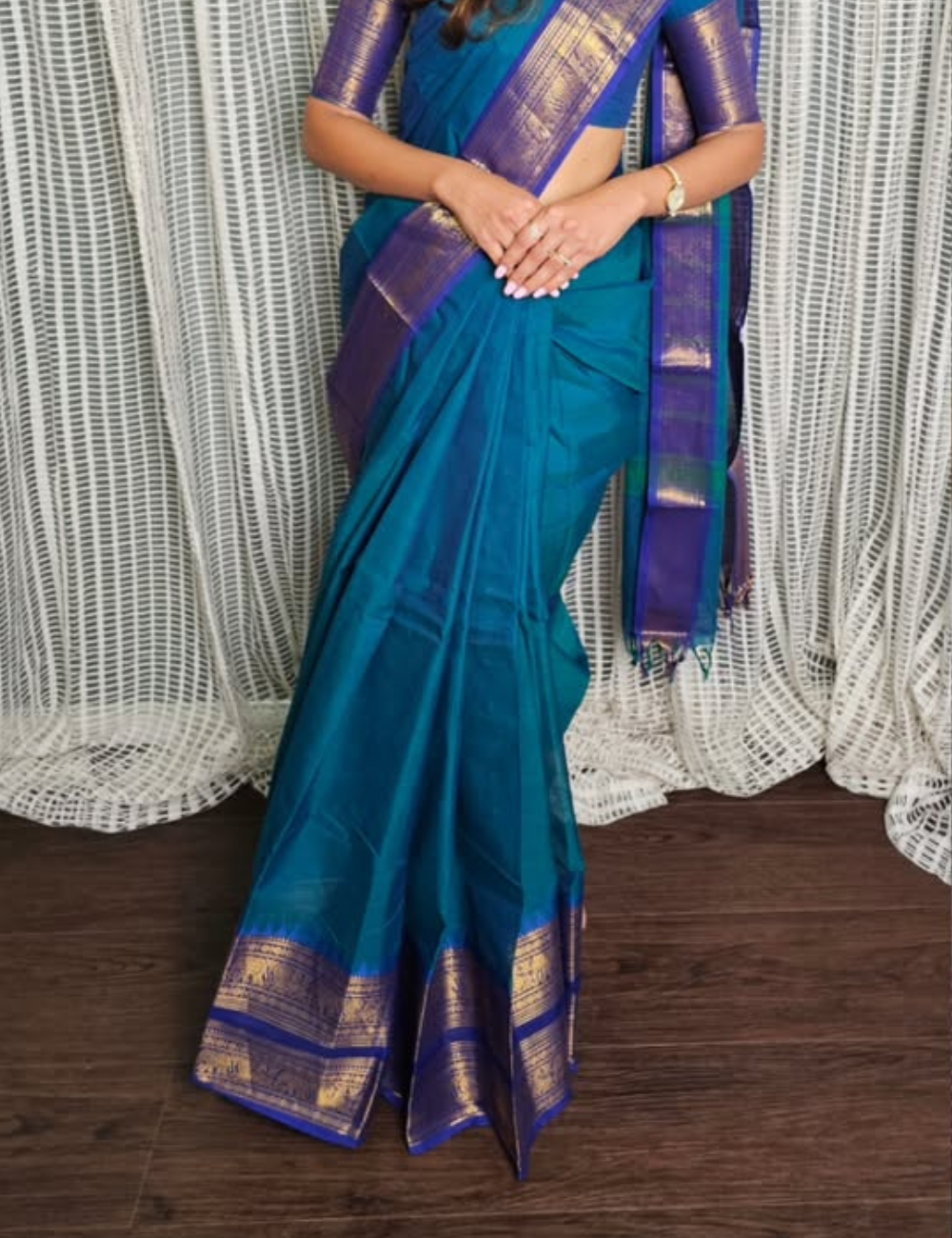 Peacock Blue - Vintage Chettinad Cotton Saree