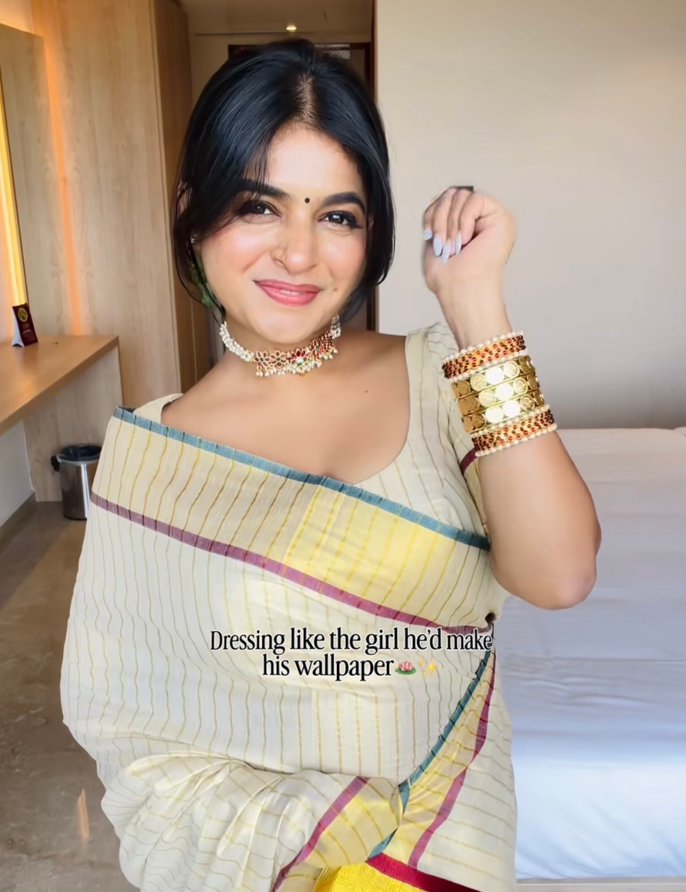 Handloom Kasavu Tissue Saree with Stripes For Women