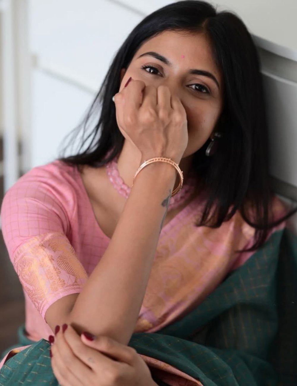 Dusty Teal Blue - Sungadi Cotton Saree