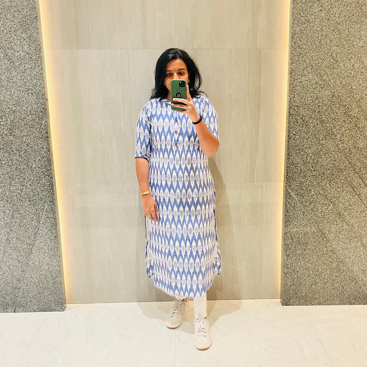 Ikkat Charm Cotton Kurti Top