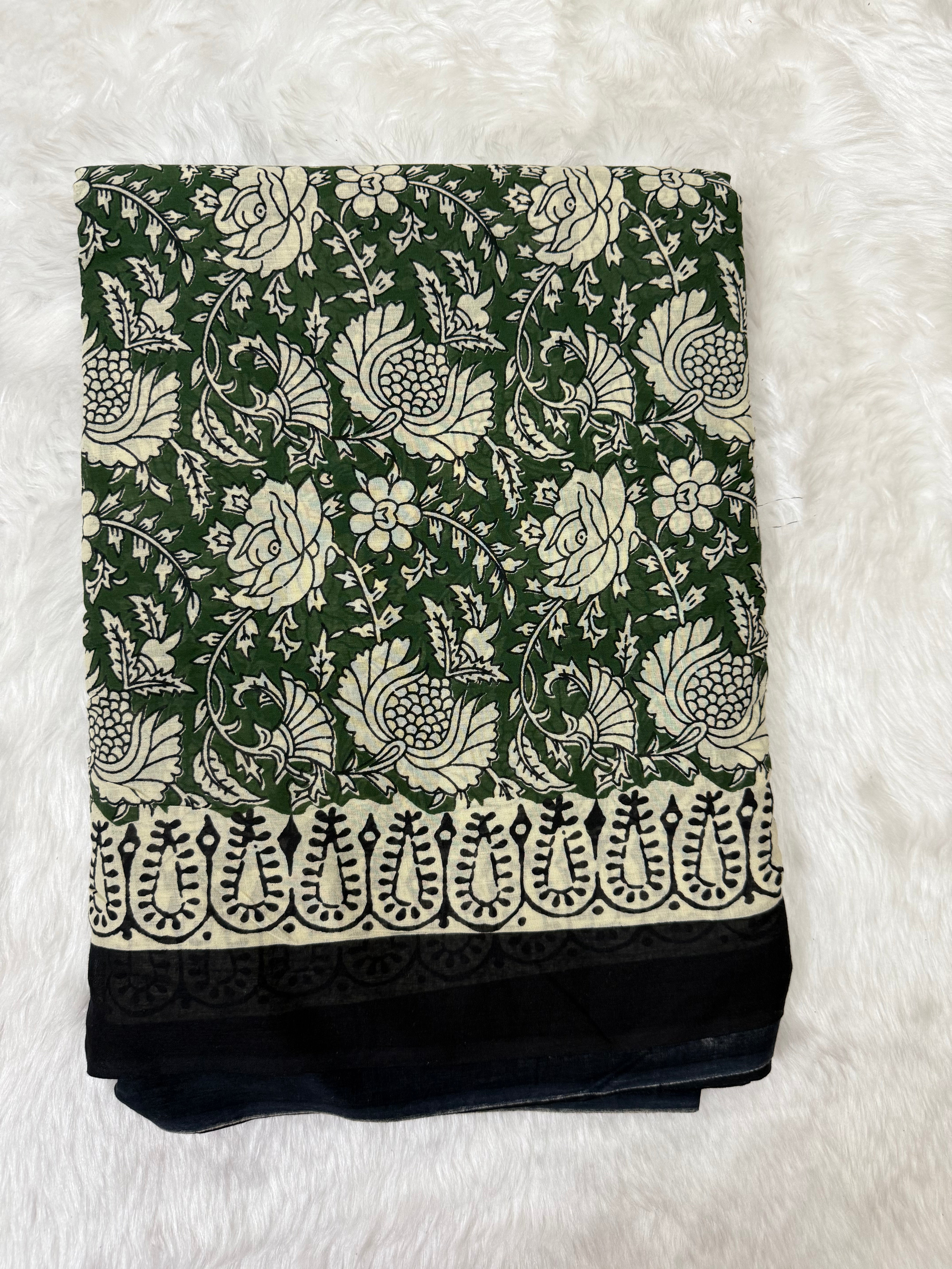 Green Mul Cotton Saree