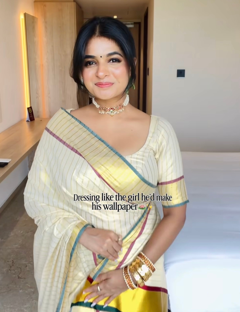 Handloom Kasavu Tissue Saree with Stripes For Women