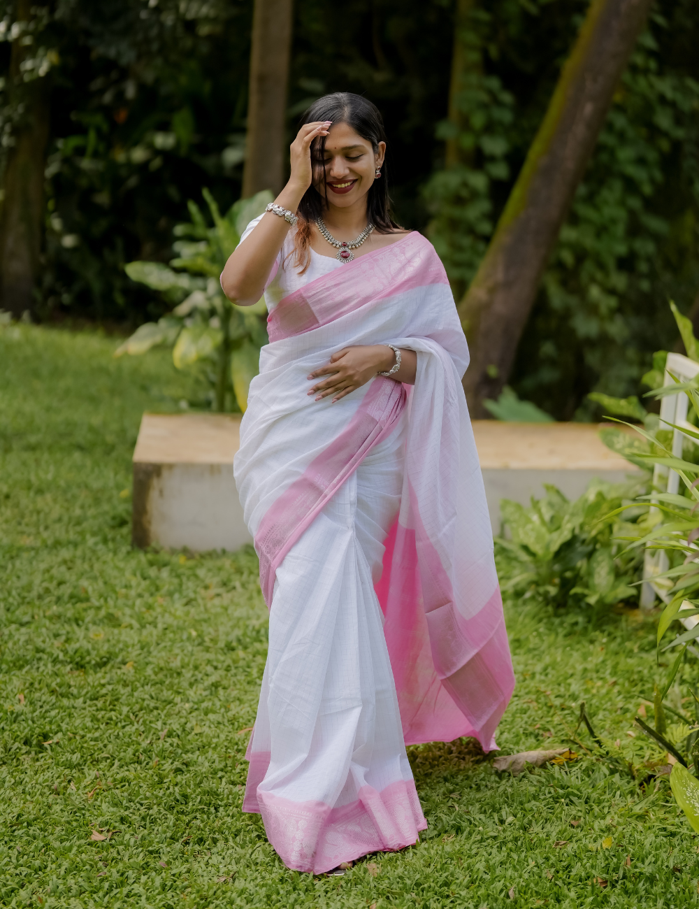 Baby Pink - Sungadi Cotton Saree