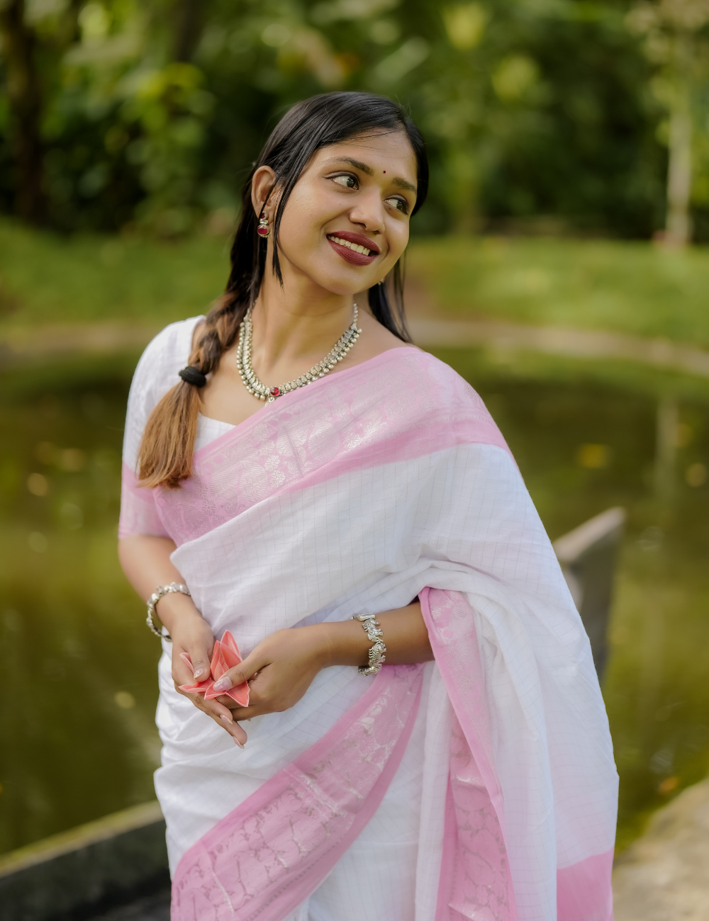 Baby Pink - Sungadi Cotton Saree
