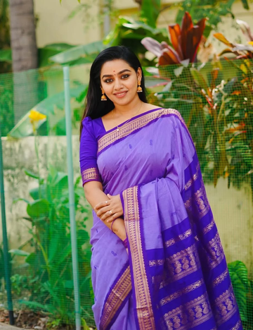 Purple Butta Kalyani Silk Cotton Saree
