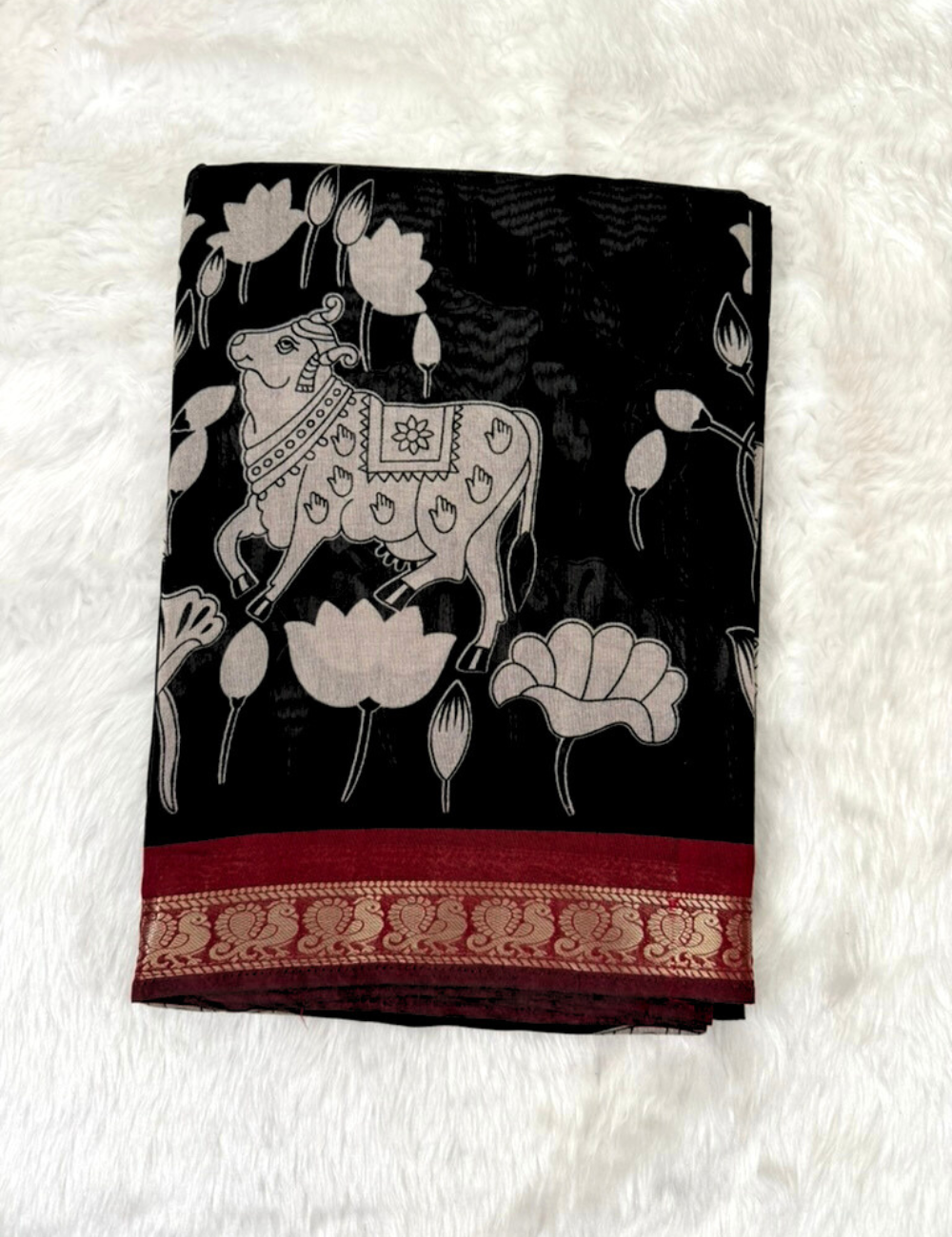 Black Traditional Pichwai Silk Saree