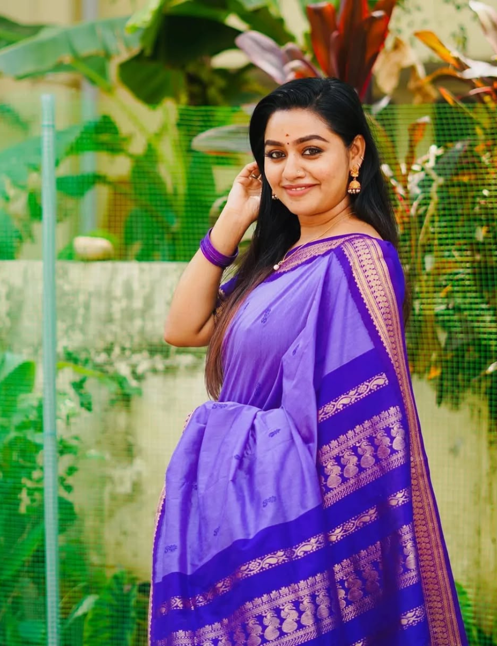 Purple Butta Kalyani Silk Cotton Saree