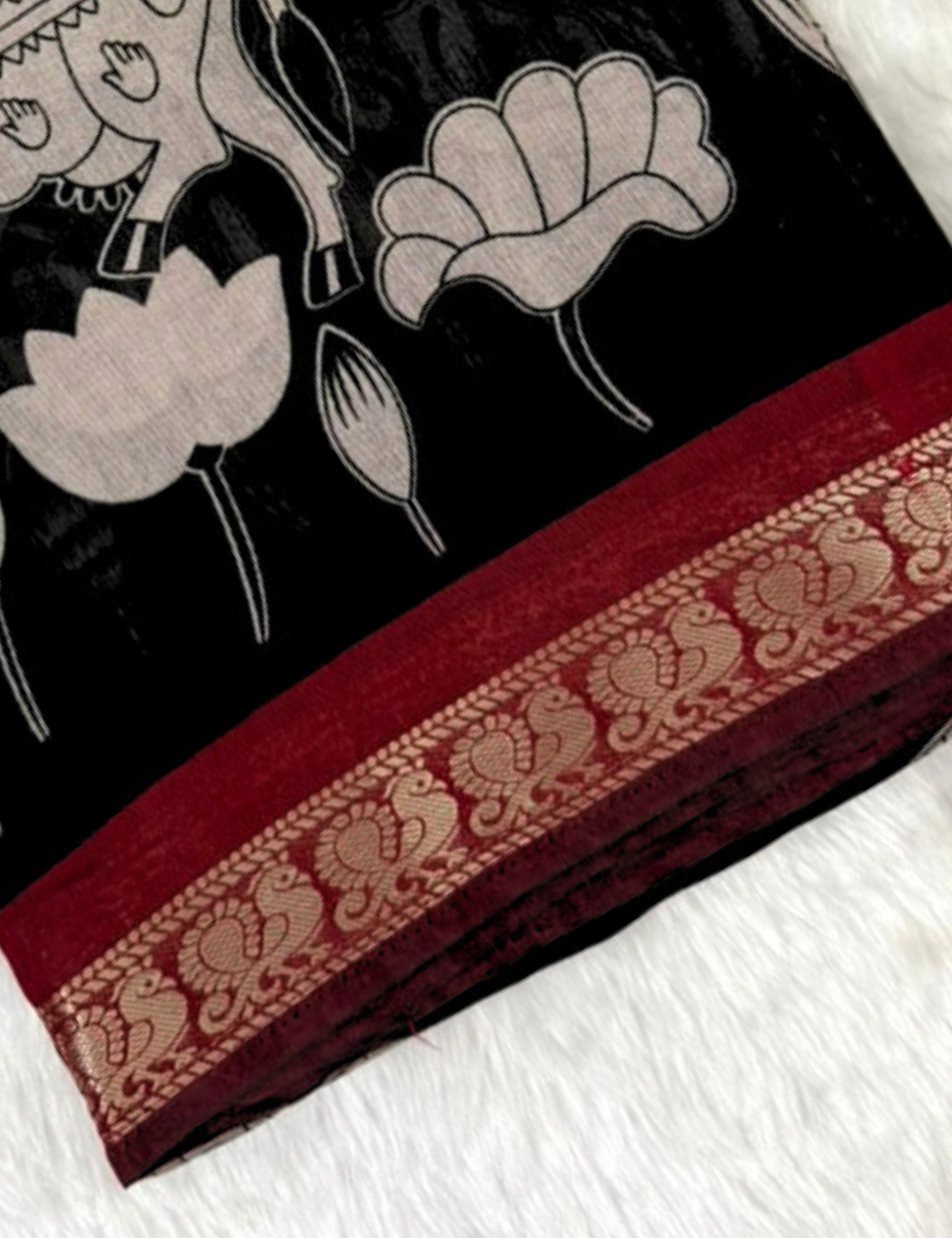 Black Traditional Pichwai Silk Saree