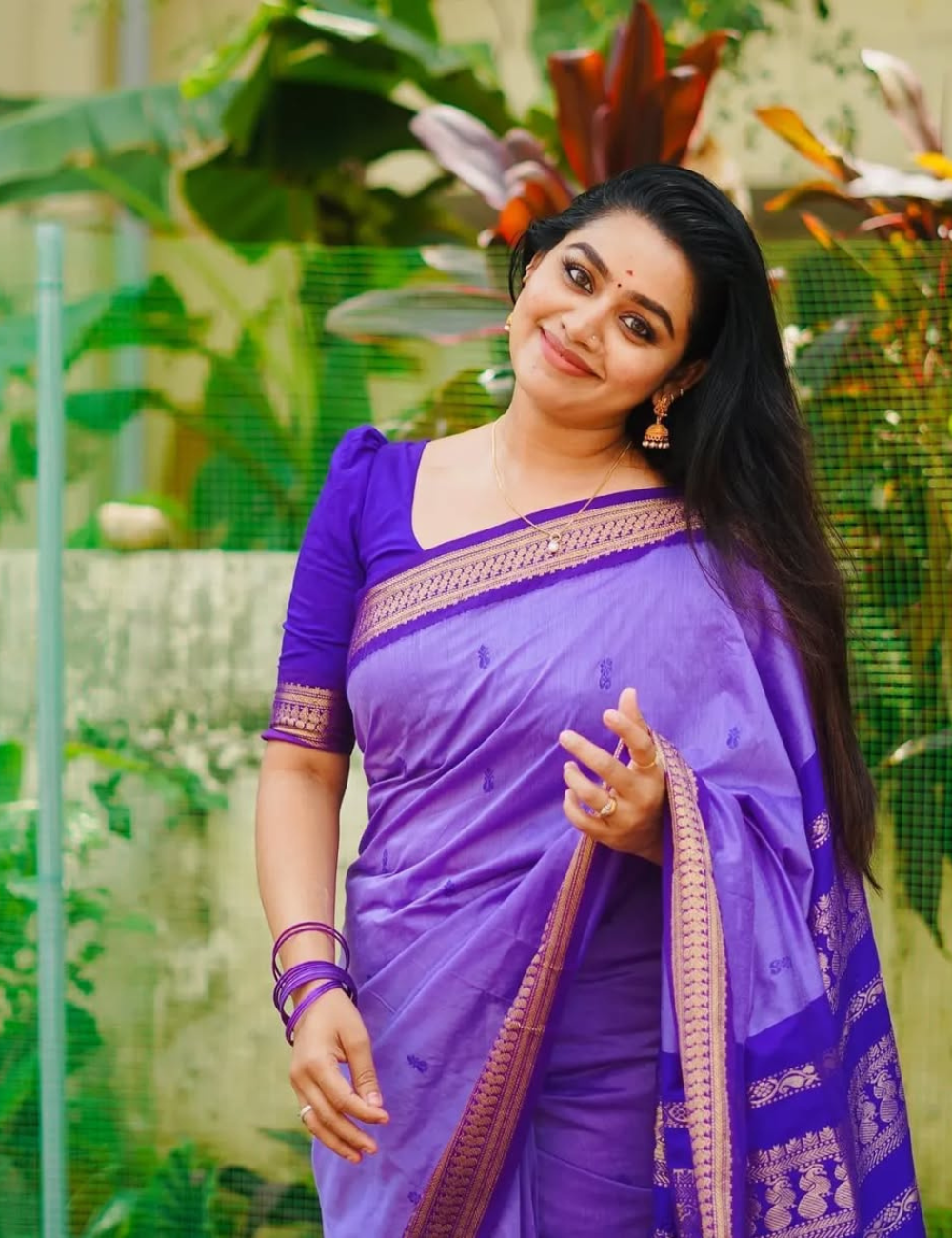 Purple Butta Kalyani Silk Cotton Saree