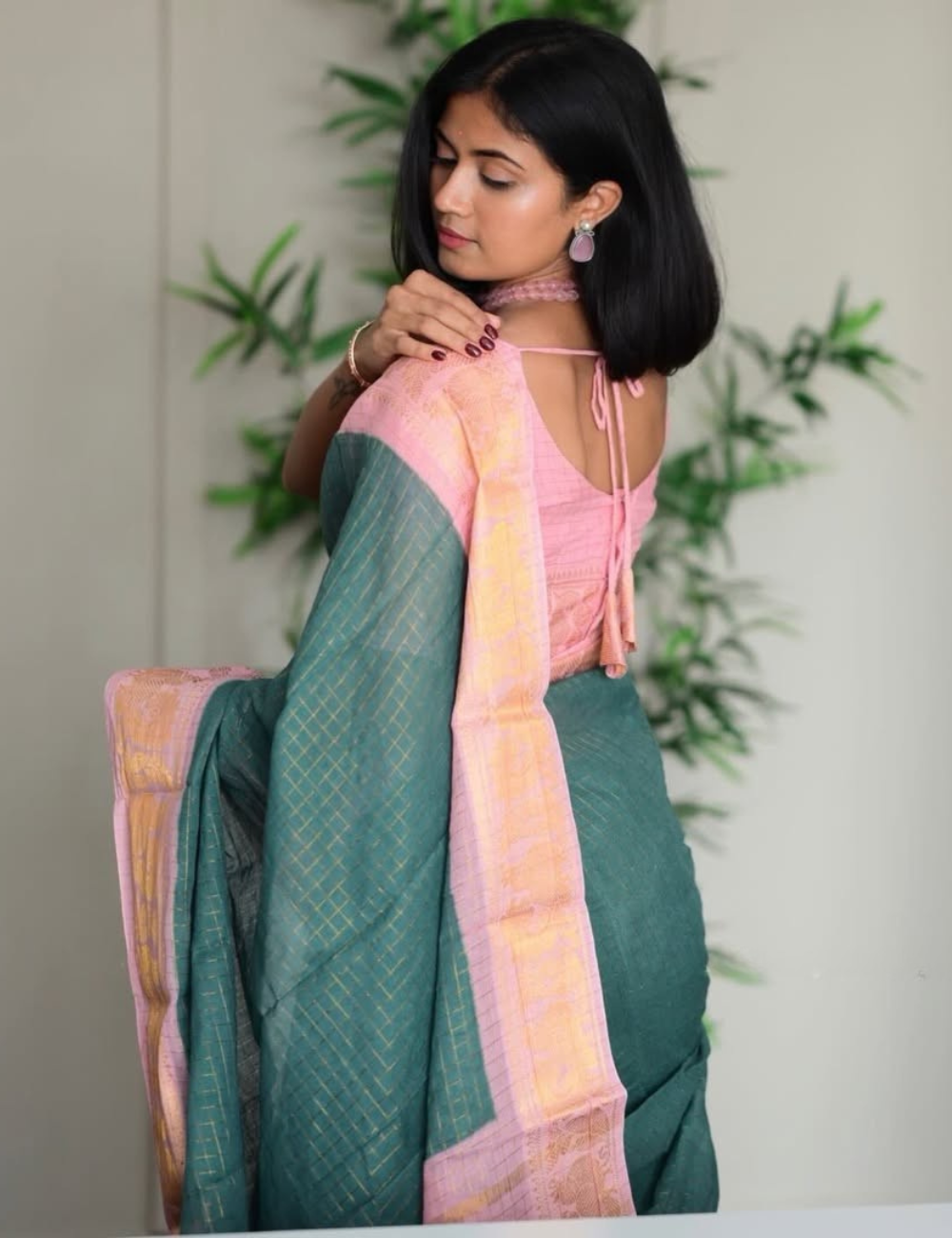 Dusty Teal Blue - Sungadi Cotton Saree