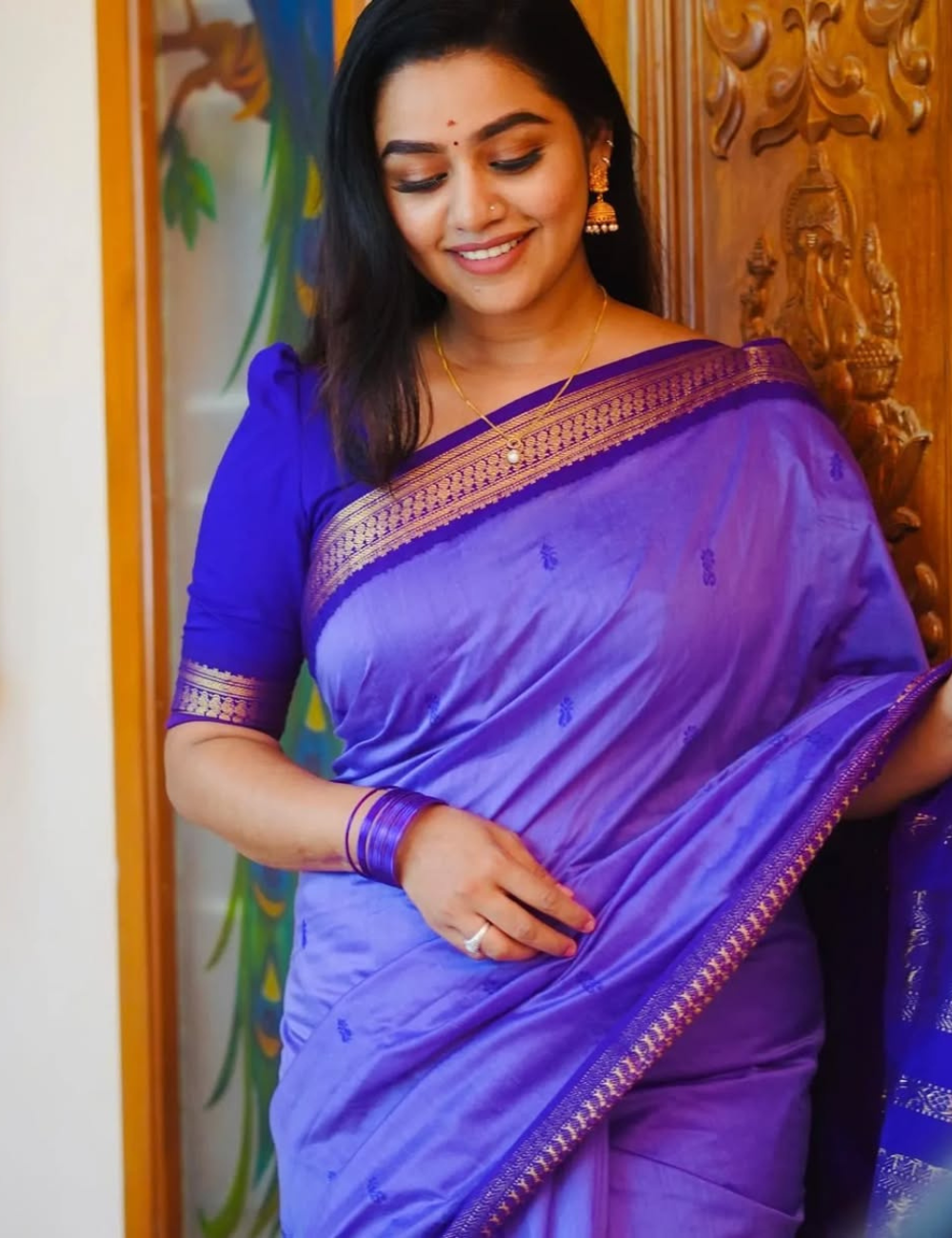 Purple Butta Kalyani Silk Cotton Saree