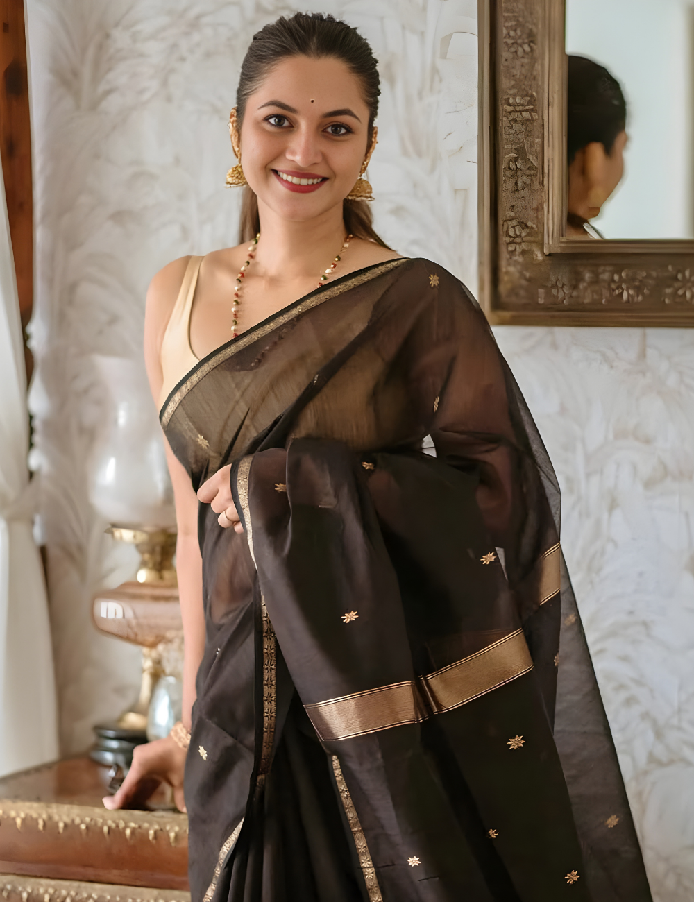 Black - Silk cotton Handloom Saree